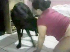 Girl with huge black dog 05